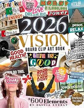 2026 Vision Board Clip Art Book : 650+ unique elements