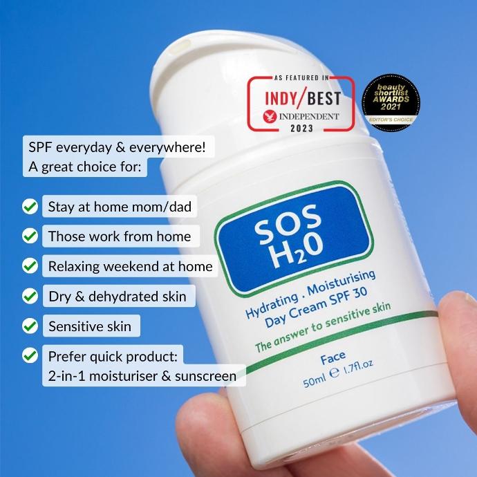 SOS H2O Hydrating Moisturising Day Cream SPF 30 - 15ML