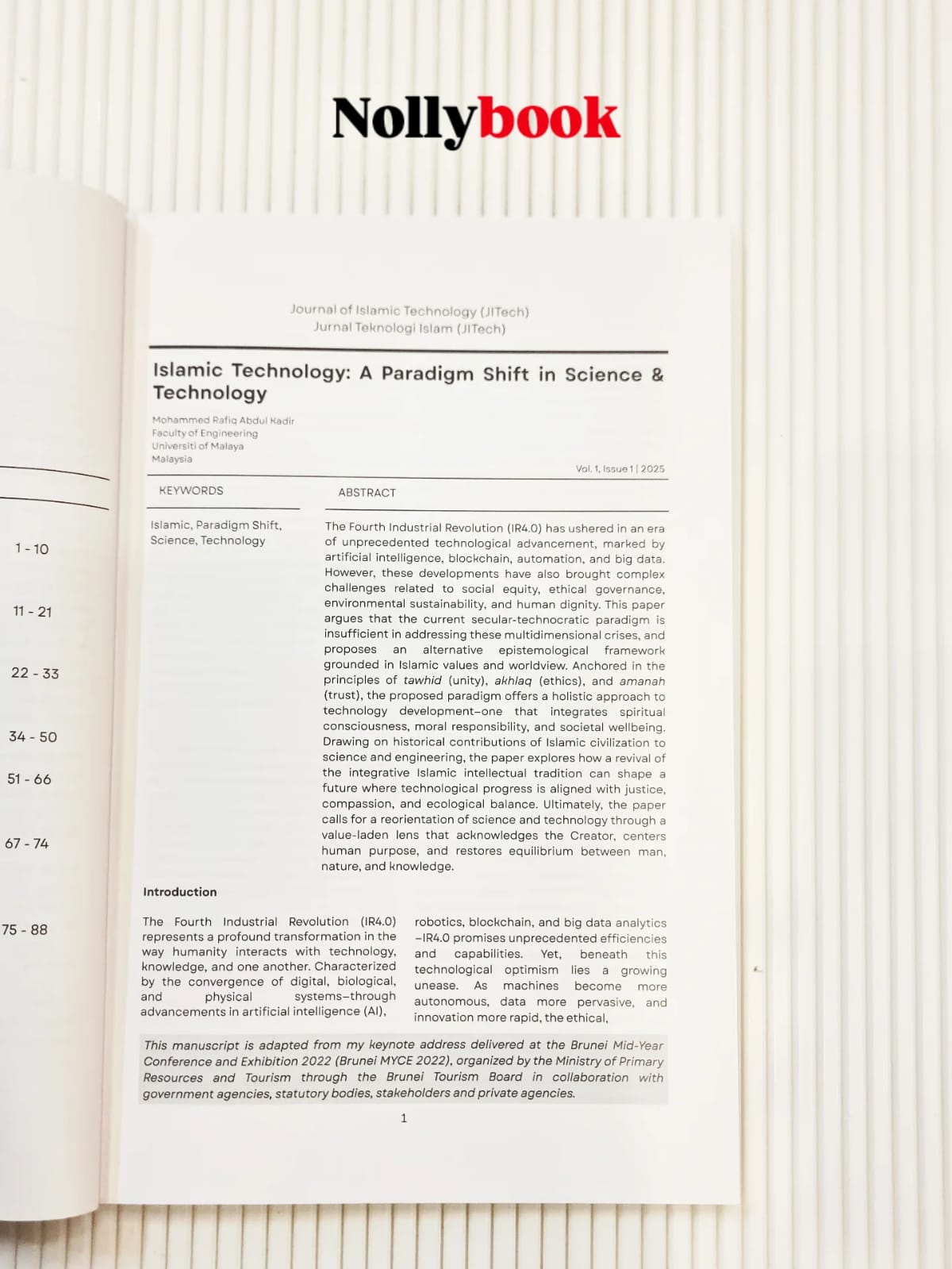 Journal of Islamic Technology (JITech) – Vol. 1, Issue 1