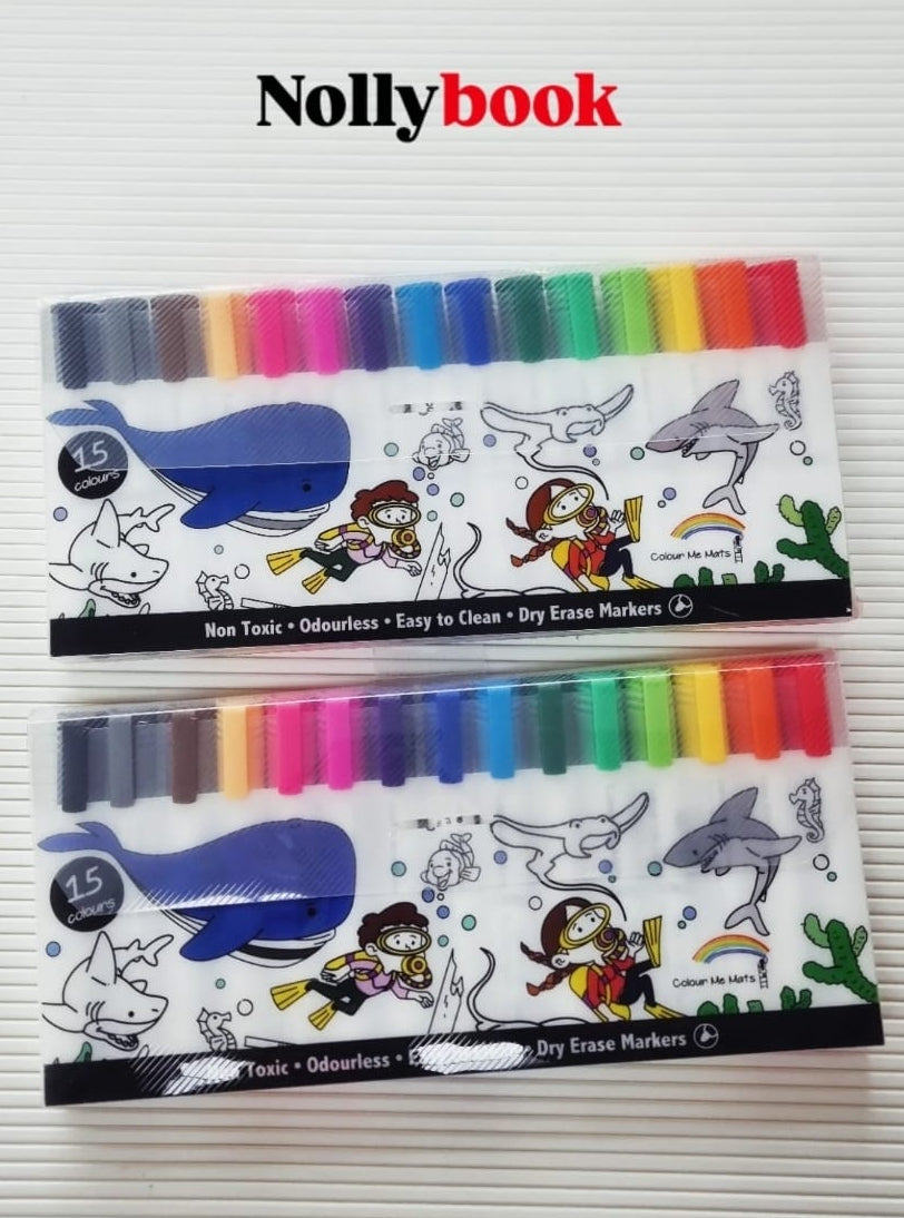 Colour Me Mats: 15-piece Broad Tip Dry Erase Markers