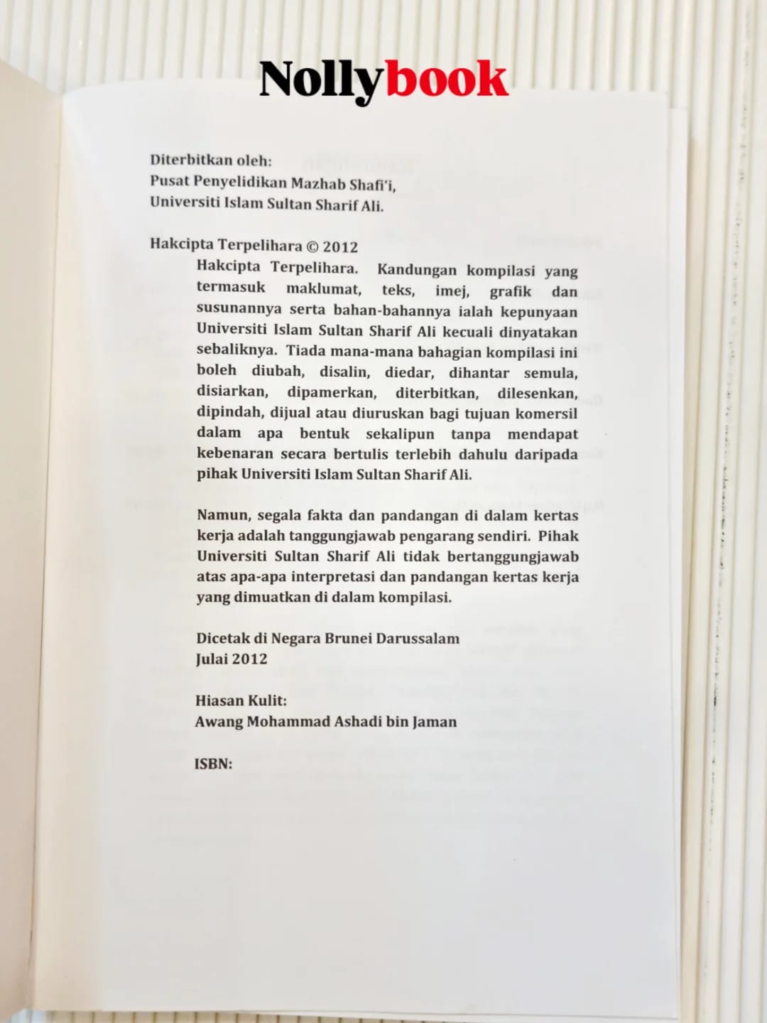 Kompilasi Kertas Kerja Taharah Menurut Mazhab Shafi'i