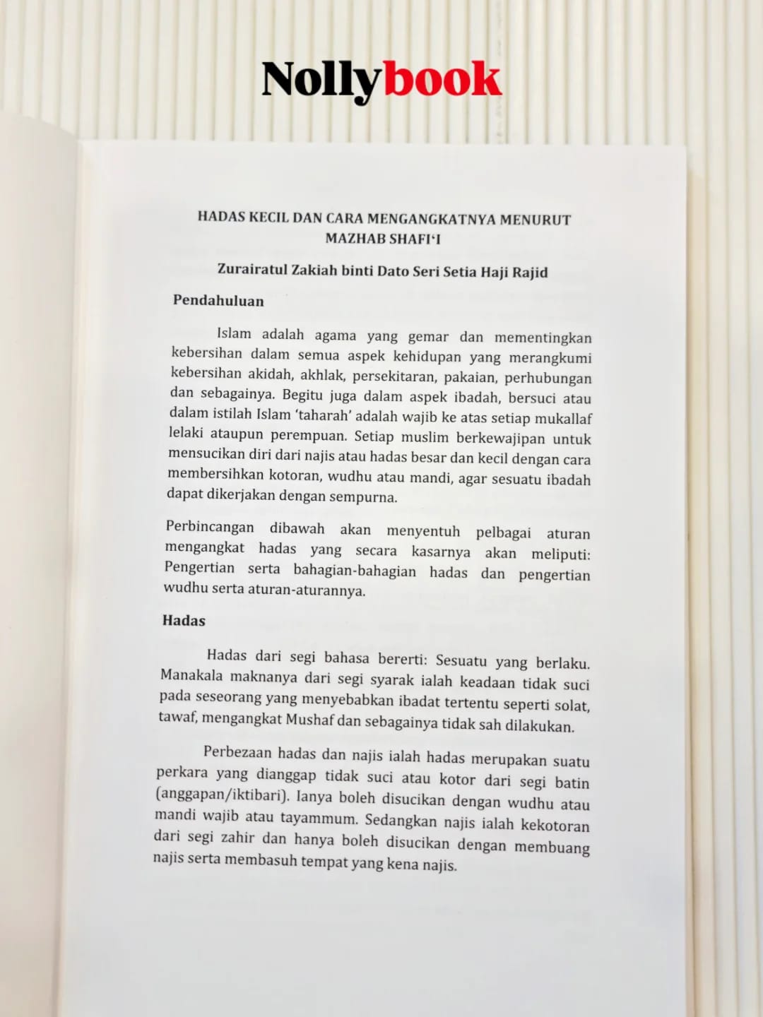 Kompilasi Kertas Kerja Taharah Menurut Mazhab Shafi'i