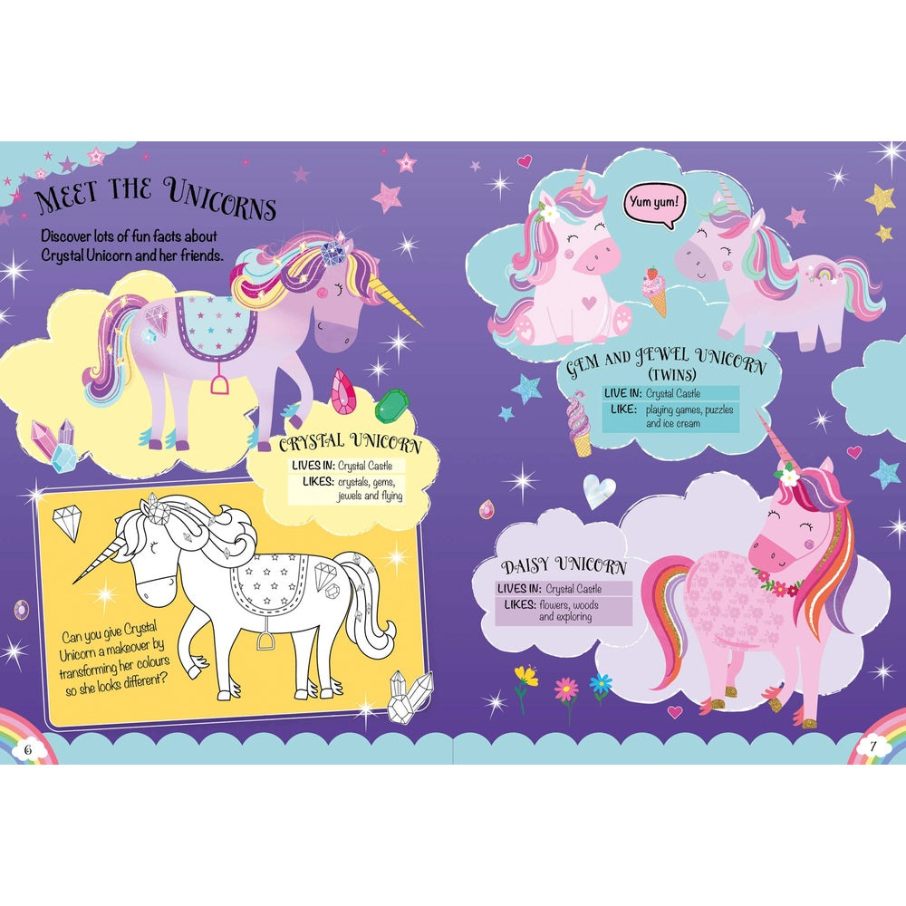 Crystal Unicorns : Puzzles, Colouring and Crafts to make.
