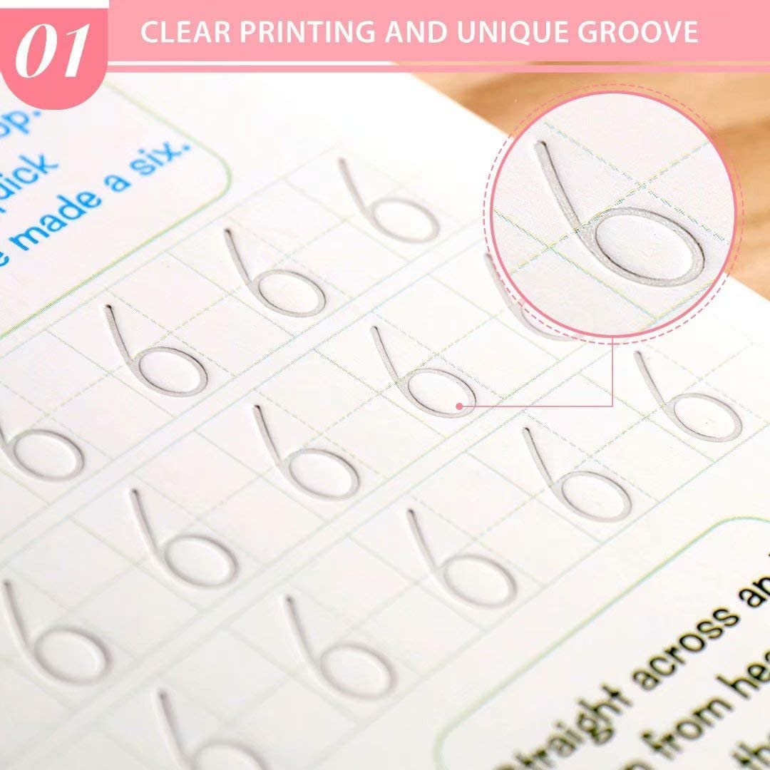 Reusable Practice Copybook for Preschool (Alphabet, Math, Drawing, Number)