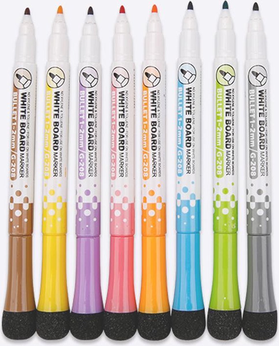 White Board Markers with Eraser (8 PCS)