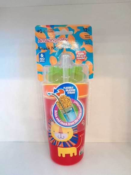 AMAZING TRAVEL BABY SNACK N SIP CUP (270ML) WITH STRAW