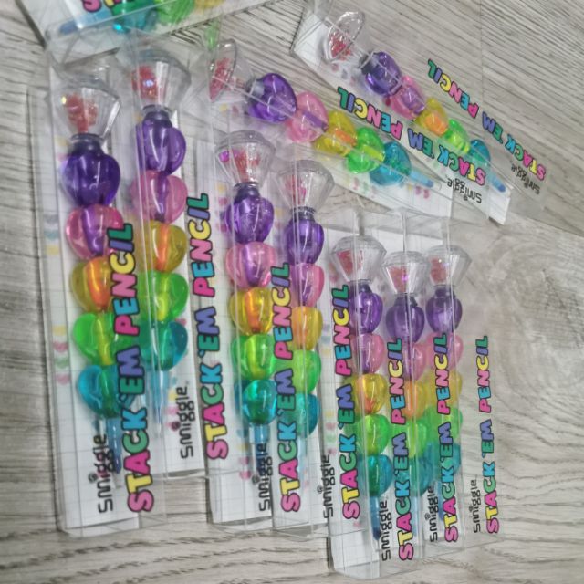 Smiggle Stack 'Em Colouring Pencil with Shaker Jewel Topper