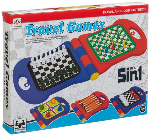 5 in 1 Board Game - Chess, Ludo, Checkers, Snake and Ladder and Backgammon