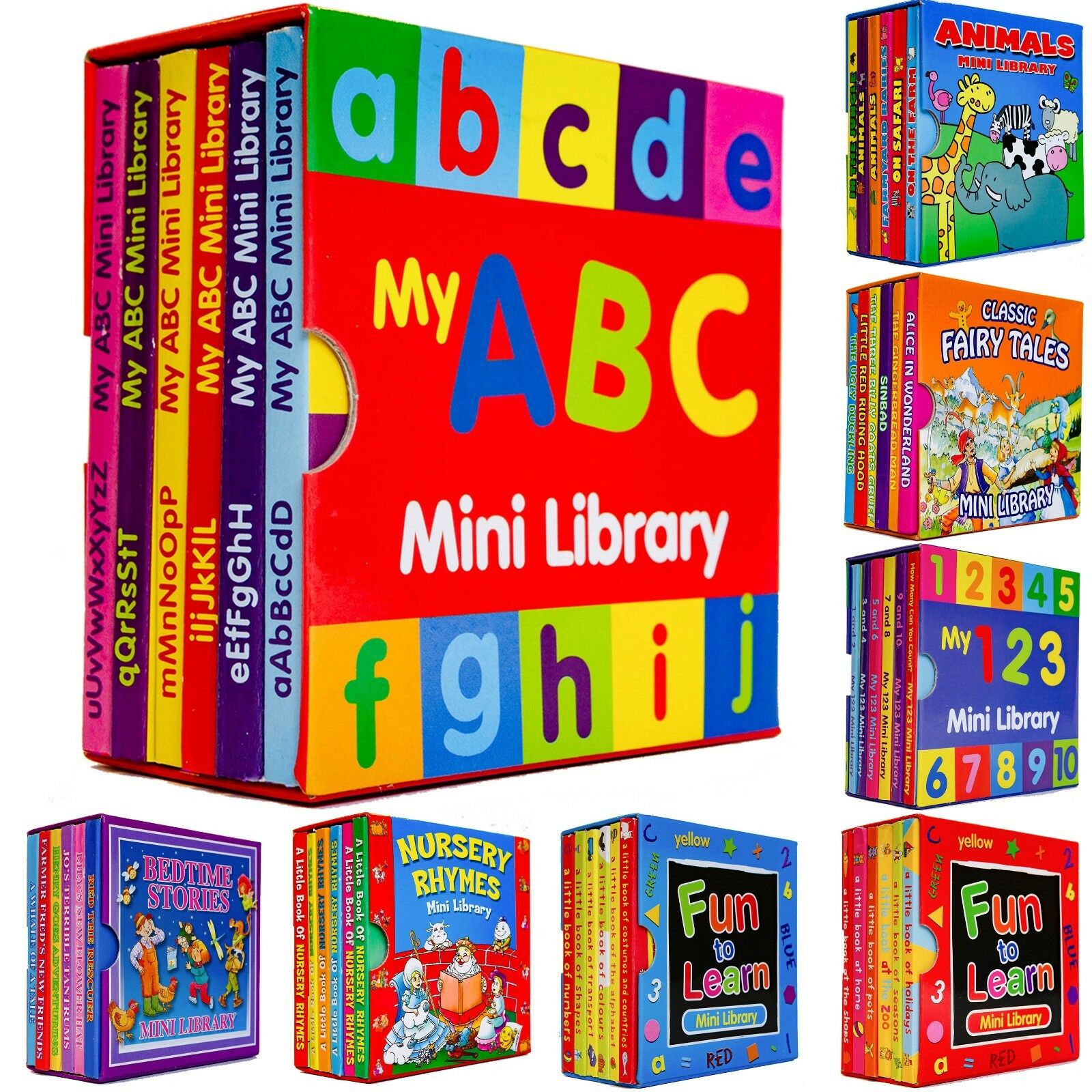 Mini Library Board Books for Toddlers, Children, Babies