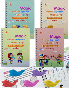 Reusable Practice Copybook for Preschool (Alphabet, Math, Drawing, Number)